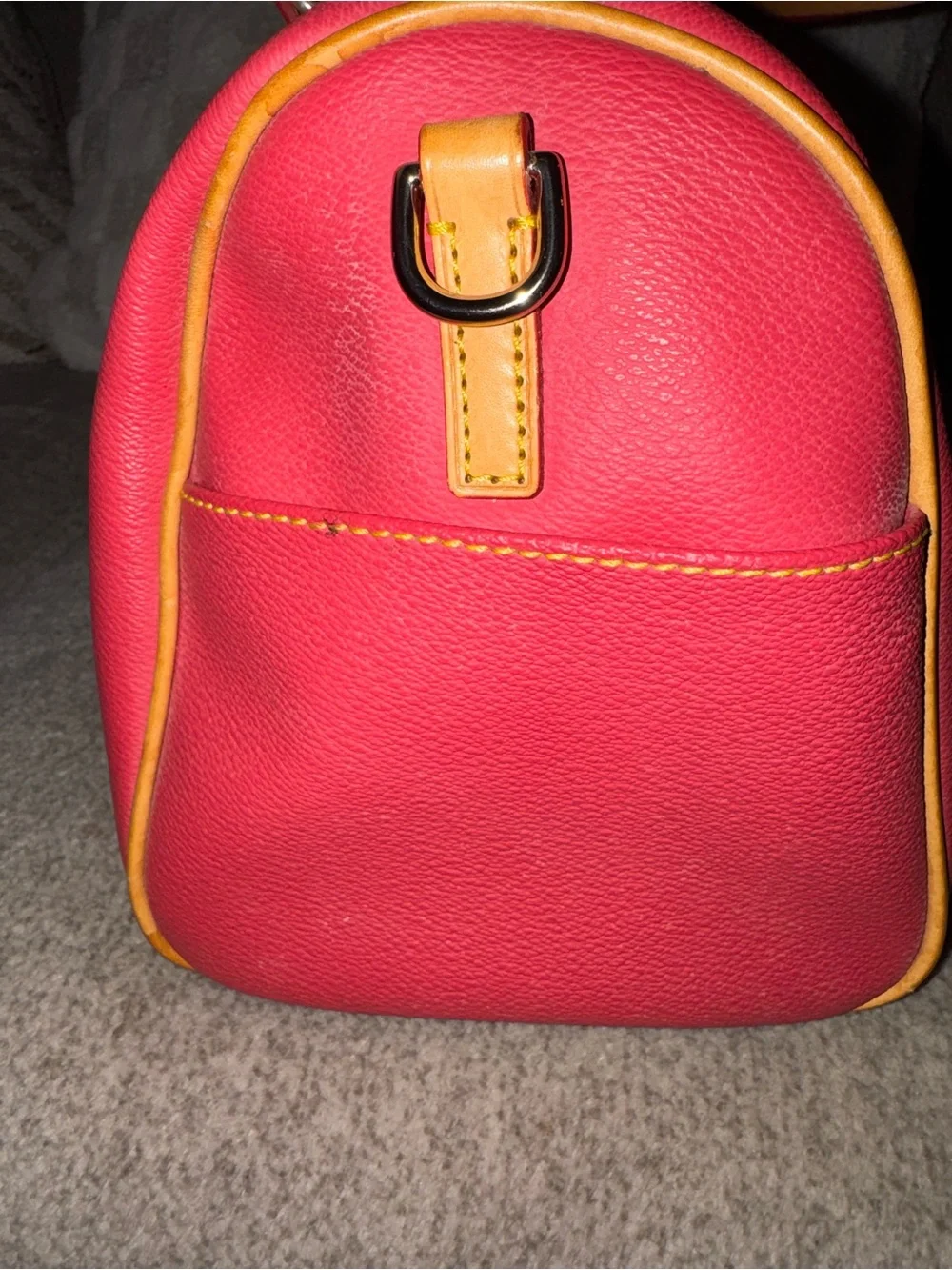 Dooney & Bourke pink leather Satchel with Tan Trim